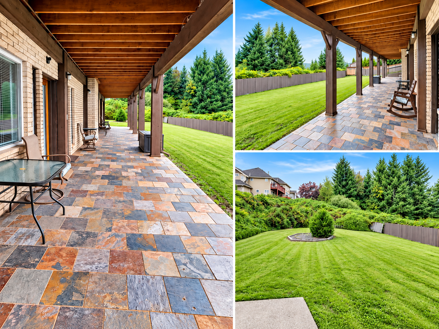 Covered patio and landscaped backyard at The View Adult Family Home of Renton